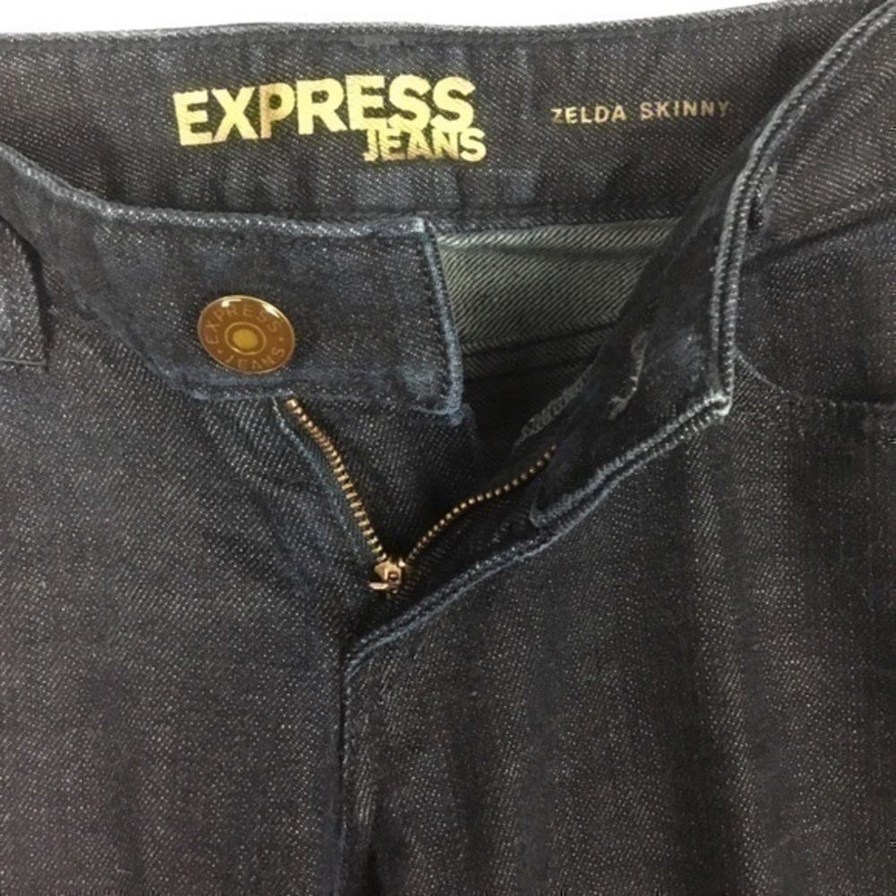 LIKE NEW EXPRESS ZELDA SKINNY Dark Wash Jeans Size 4 x 33 - Picture 6 of 14